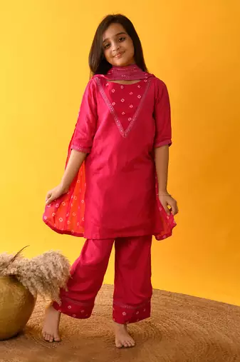 Pink yoke kurta set