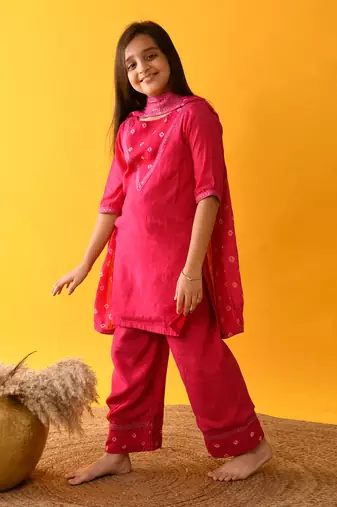 Pink yoke kurta set