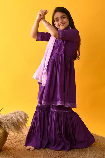 Purple sharara set