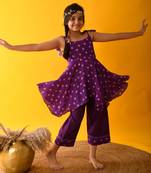 Purple bandhini handkerchief kurta set