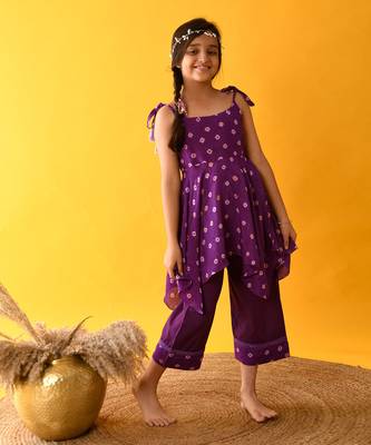 Purple bandhini handkerchief kurta set 2