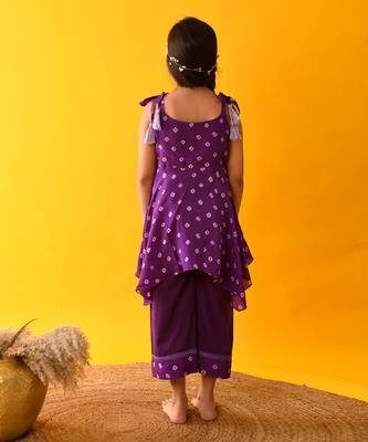 Purple bandhini handkerchief kurta set 4