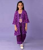Purple bandhini jacket set
