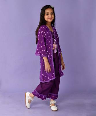 Purple bandhini jacket set 2