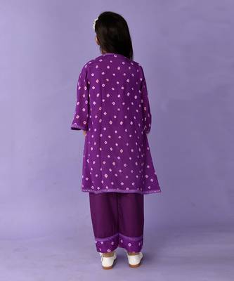 Purple bandhini jacket set 3