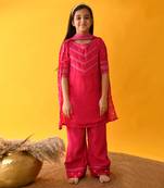 Pink lace kurta set