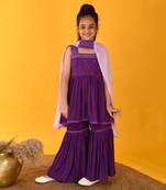 Purple lace sharara set