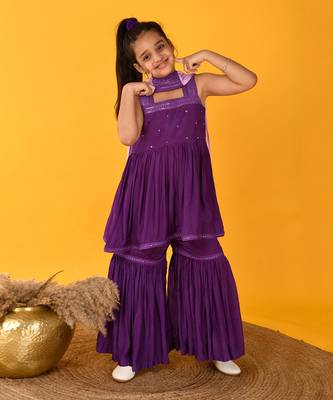 Purple lace sharara set 2