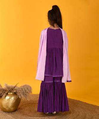 Purple lace sharara set 3
