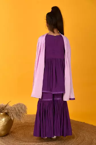 Purple lace sharara set