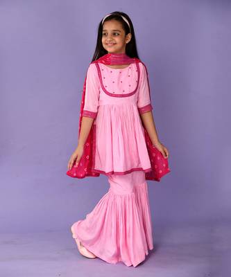 Pink sequin sharara set 1