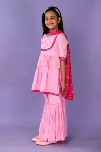 Pink sequin sharara set