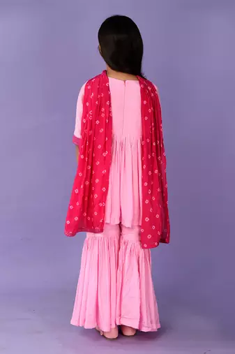 Pink sequin sharara set