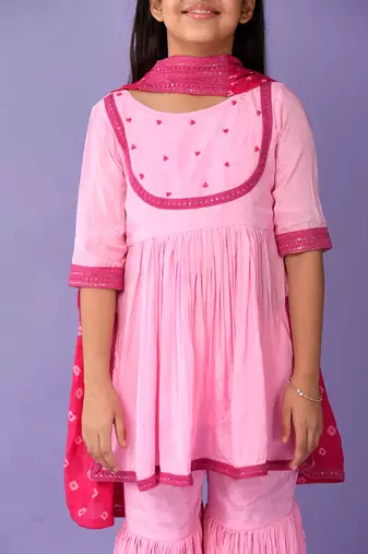 Pink sequin sharara set