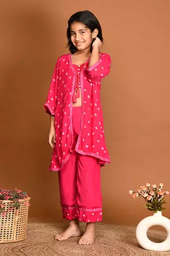 Pink bandhini palazzo set