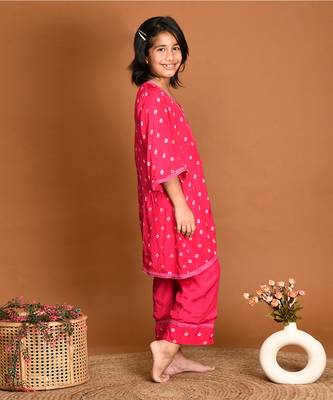 Pink bandhini palazzo set 3
