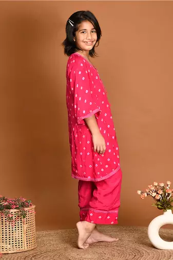 Pink bandhini palazzo set