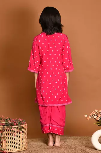Pink bandhini palazzo set