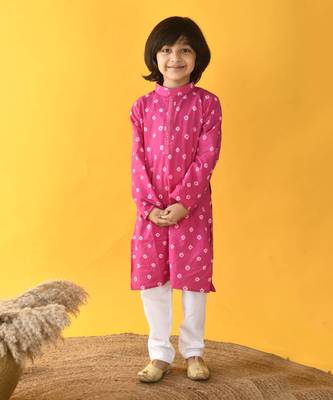 Pink bandhini kurta set 1