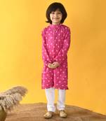 Pink bandhini kurta set