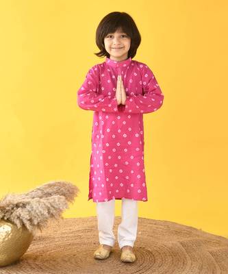 Pink bandhini kurta set 2