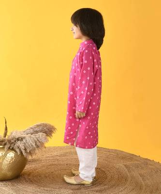 Pink bandhini kurta set 3