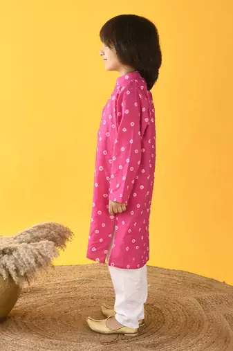 Pink bandhini kurta set