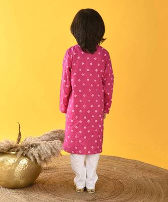 Pink bandhini kurta set 4