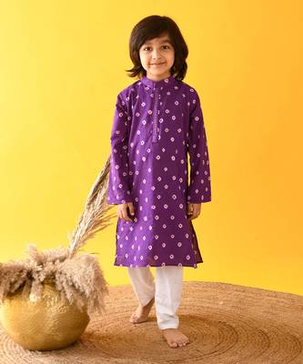 Purple bandhini kurta set 1