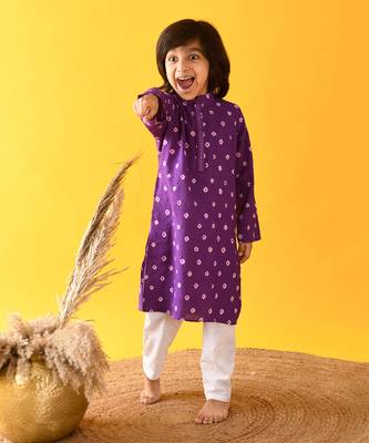 Purple bandhini kurta set 2