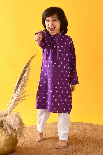 Purple bandhini kurta set