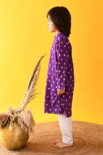 Purple bandhini kurta set