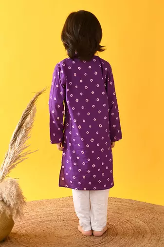 Purple bandhini kurta set