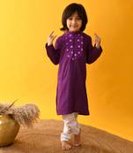 Purple yoke kurta set