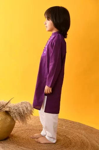 Purple yoke kurta set
