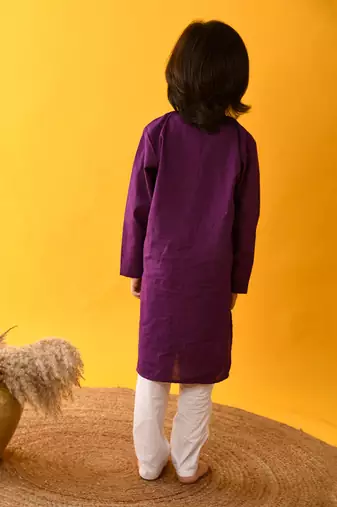Purple yoke kurta set