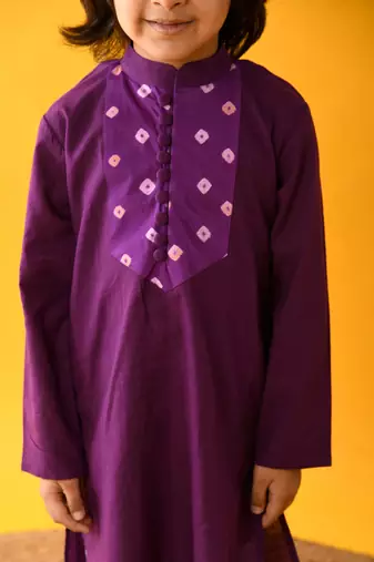 Purple yoke kurta set