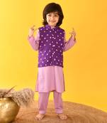 Lavender bandhini nehru jacket set