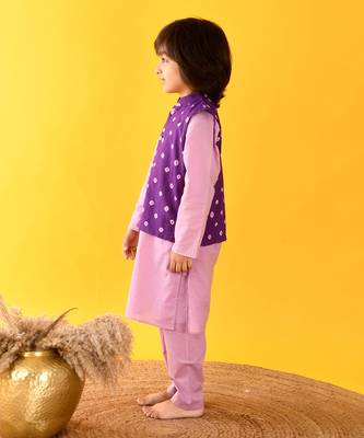 Lavender bandhini nehru jacket set 3