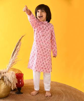 Pink boota kurta set 1