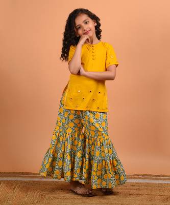Yellow mirror sharara set 3