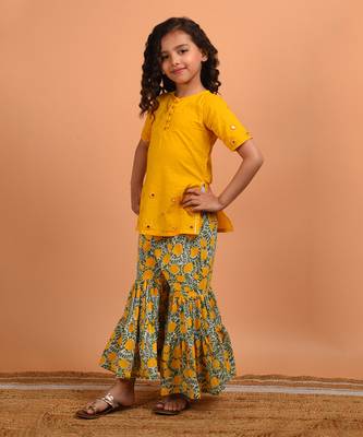 Yellow mirror sharara set 4