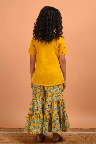 Yellow mirror sharara set