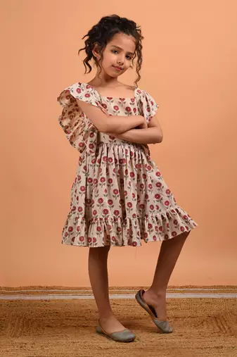 Beige marigold frill dress