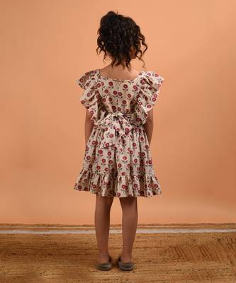 Beige marigold frill dress 4