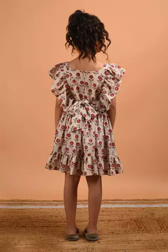 Beige marigold frill dress