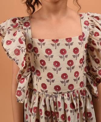 Beige marigold frill dress 5