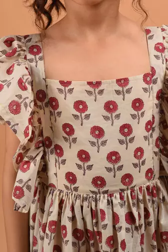 Beige marigold frill dress