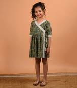 Green crochet angrakha dress