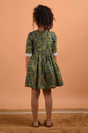 Green crochet angrakha dress